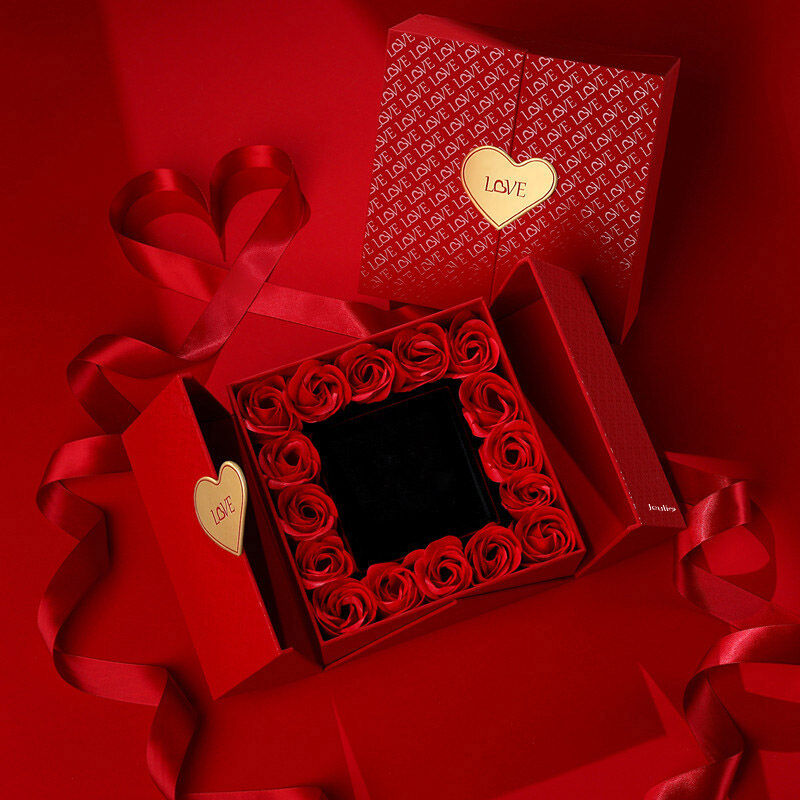 Jeulia Valentine's Day Eternal Rose Flower Jewelry Box