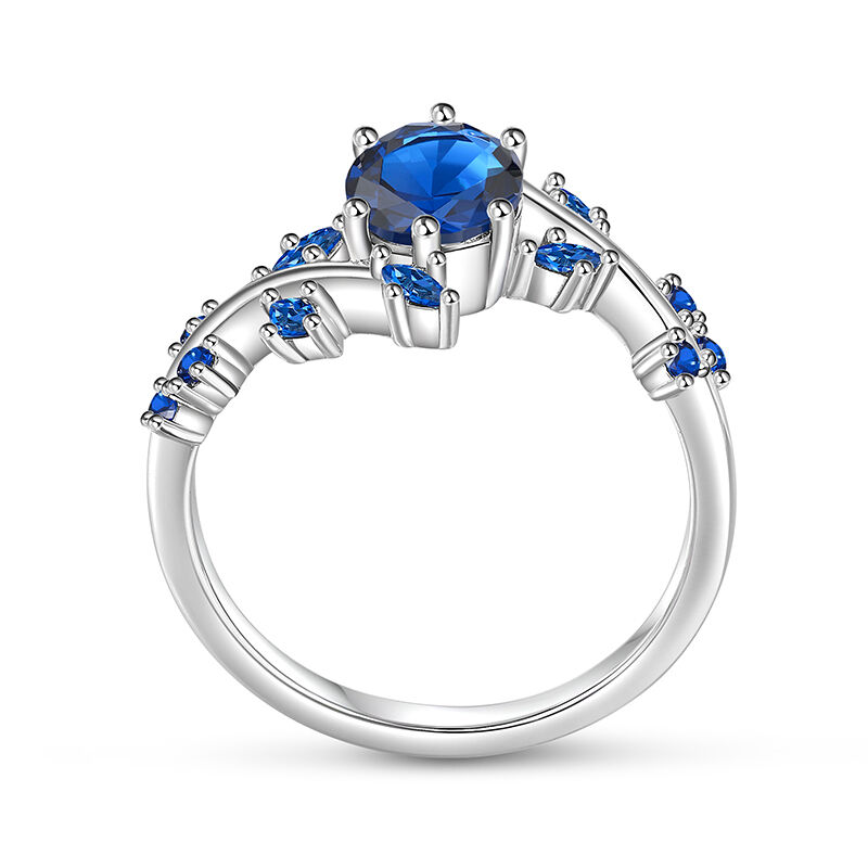 Jeulia Cornflower Leaf Sapphire Oval Engagement Ring Sterling Silver