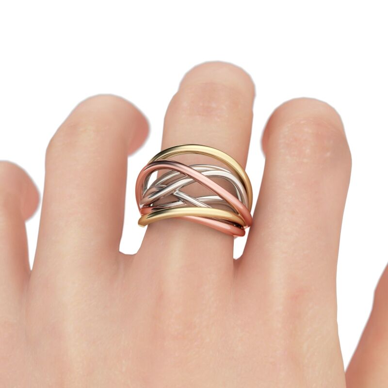 جوليا خاتم بقطع دائري من الفضة الإسترليني بثلاثة ألوان