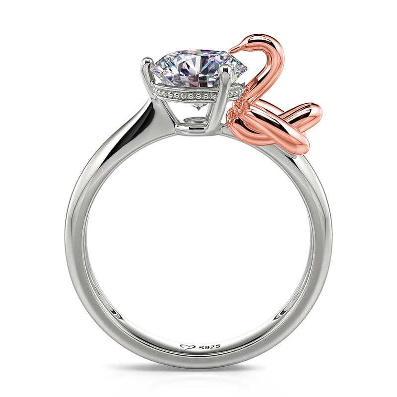 Jeulia Hug Me "Balloon Swan" Round Cut Sterling Silver Ring