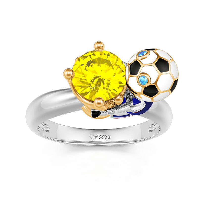 Jeulia Hug Me "You're My Champion" France Football Team Round Cut Sterling Silver Ring