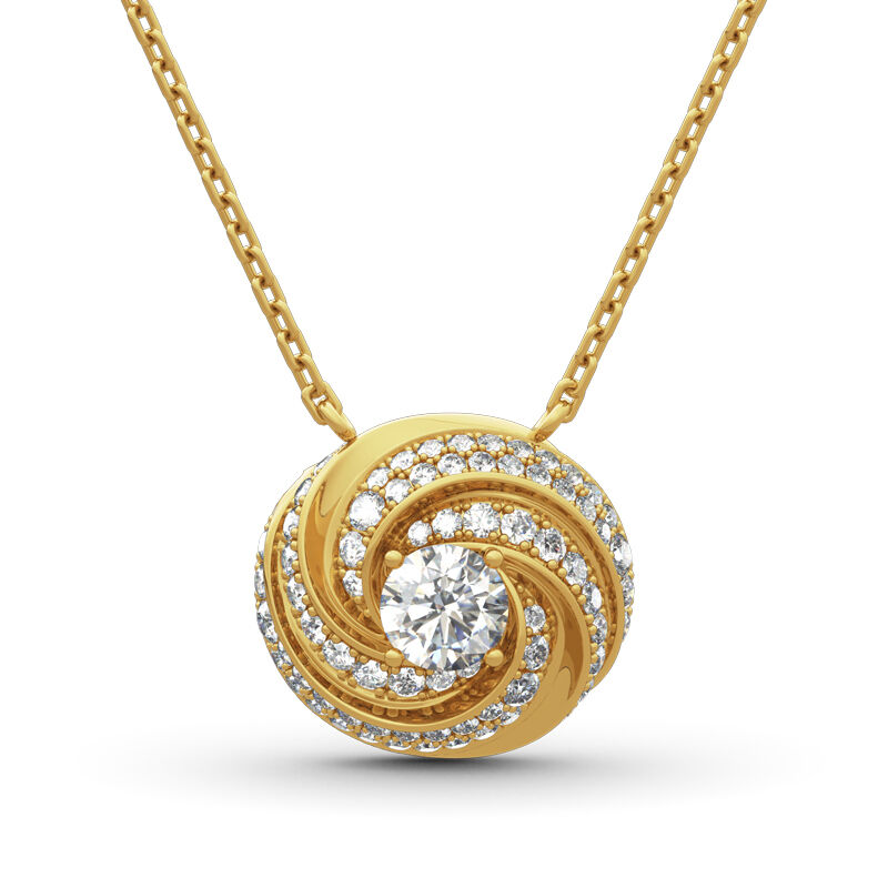 Jeulia Spiral Design Round Cut Sterling Silver Necklace