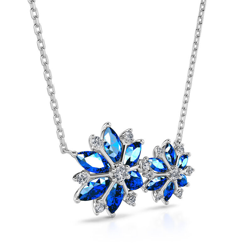 Jeulia "Fancy Snowflake" Marquise Cut Sterling Silver Necklace