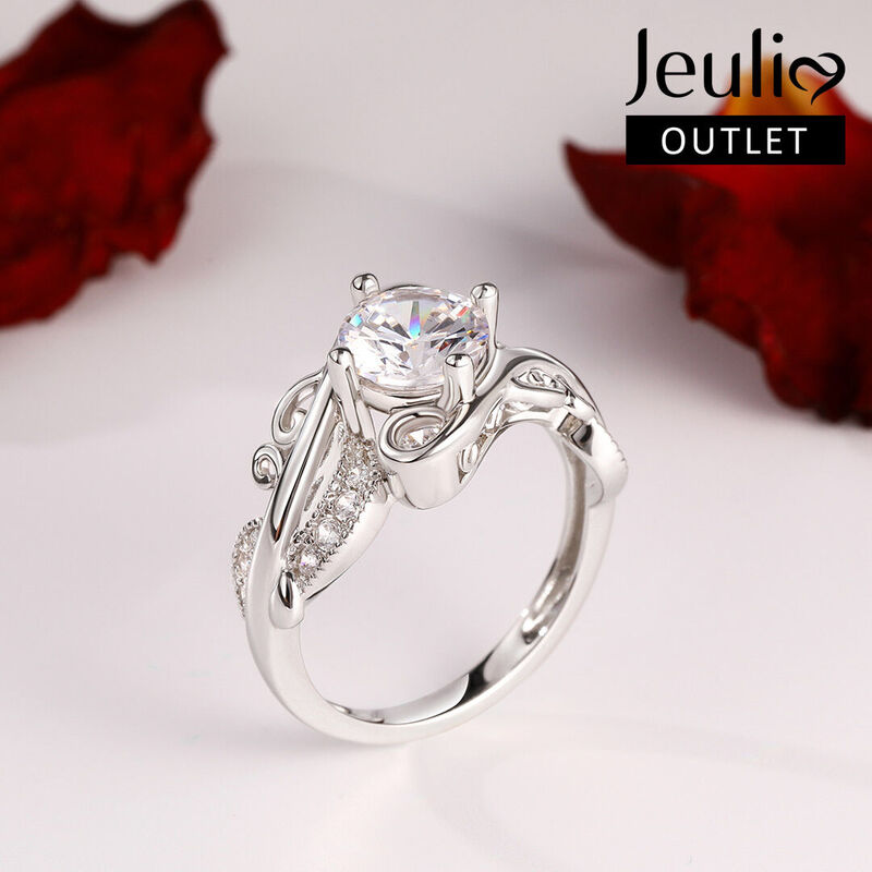 Jeulia Nature Inspired Round Cut Sterling Silver Ring