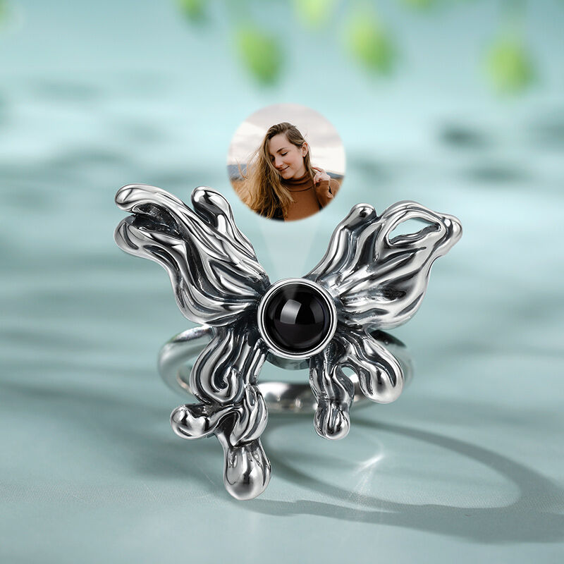 Butterfly Photo Ring Sterling Silver