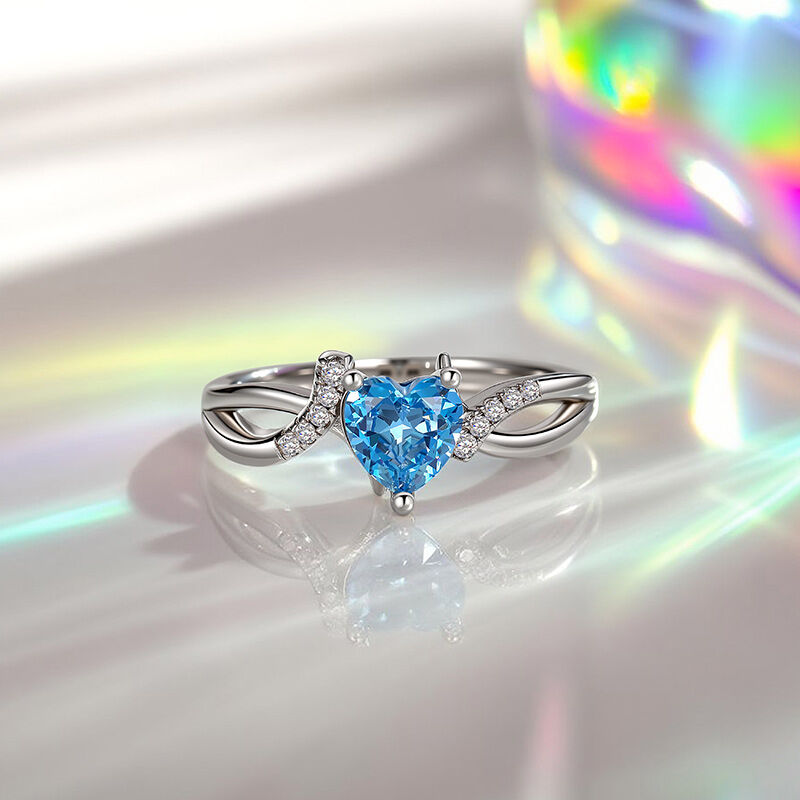 Jeulia Anello di Promessa Cuore Intrecciato Personalizzato in Argento Sterling