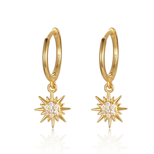 Jeulia Sun Round Cut Sterling Silver Drop Earrings