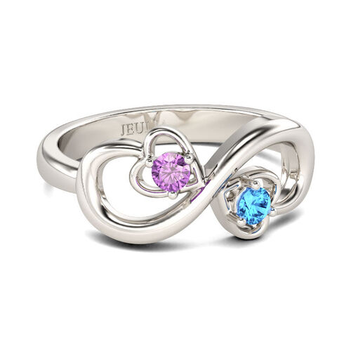 Jeulia Infinity and Heart Design Round Cut Sterling Silver Ring