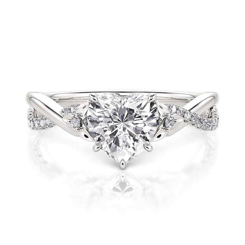 Jeulia Custom Heart Promise Ring with Leaves Design Twist Band