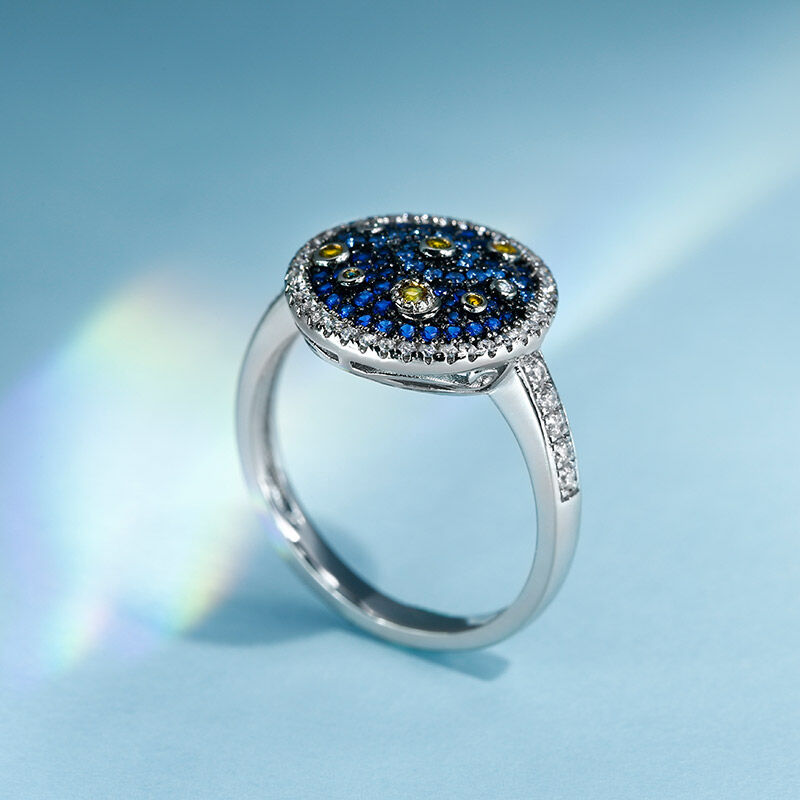 Jeulia "Pure Night" The Starry Night Inspired Sterling Silver Ring