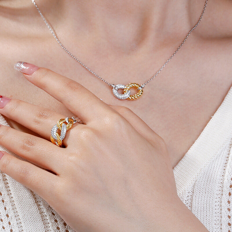 Jeulia Love Knot Design Sterling Silver Necklace