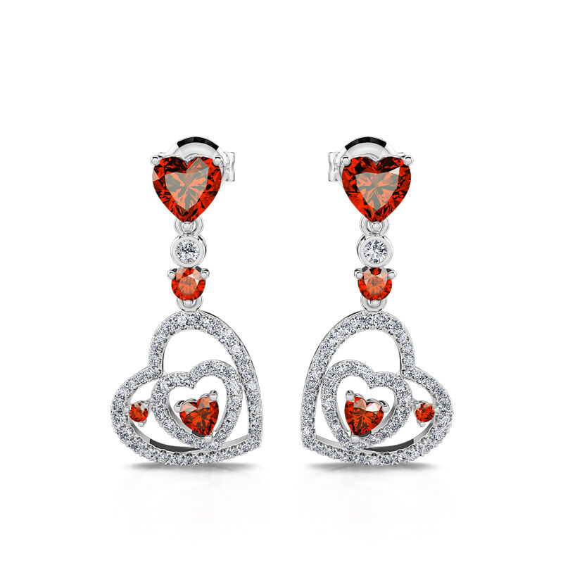 Jeulia "I Carry Your Heart" Double Heart Sterling Silver Stud Earrings