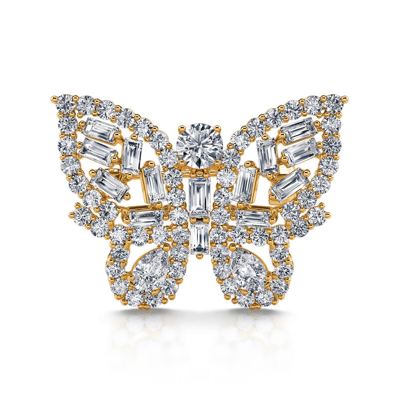 Jeulia "Fluttering Elegance" Butterfly Design Sterling Silver Brooch