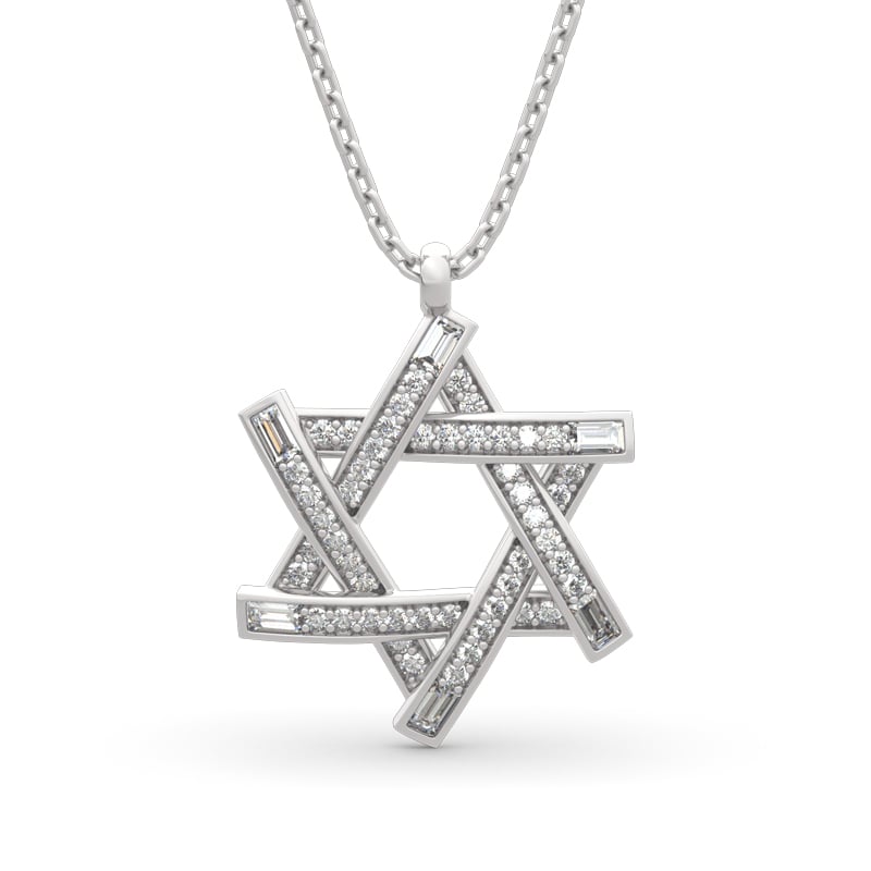 Jeulia "Six-pointed Star of David" Round Cut Sterling Silver Necklace