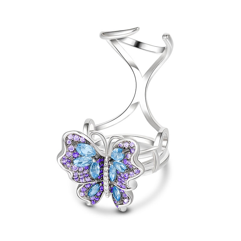 Jeulia "Flying Butterfly" Movable Sterling Silver Ring