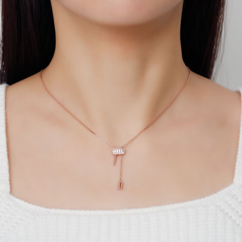 Jeulia Asymmetric Dangle Sterling Silver Necklace