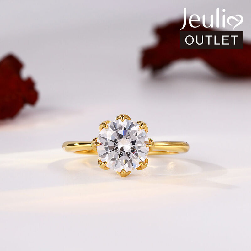 Jeulia Simple Round Cut Sterling Silver Ring