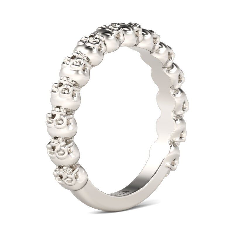 Jeulia Simple Circle Sterling Silver Skull Ring