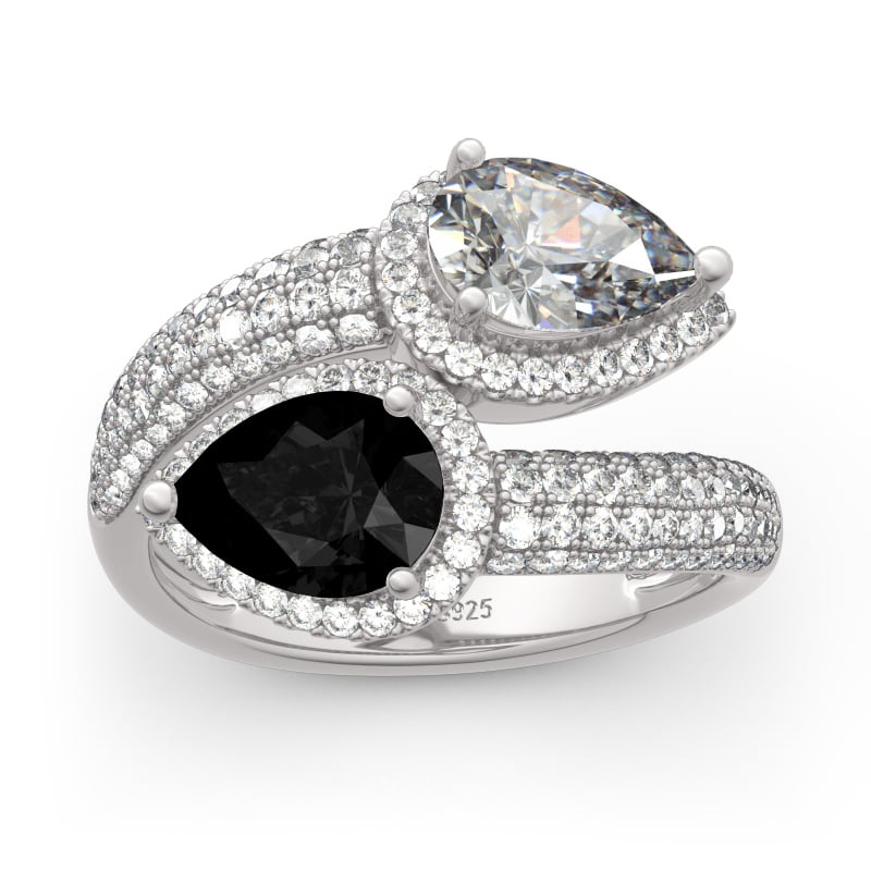 Jeulia “Ever Us" Two Stone Pear Cut Sterling Silver Ring