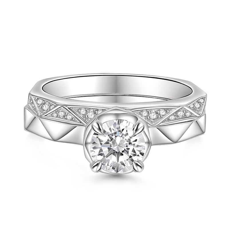 Jeulia Minimalist Polygonal Solitaire Ring Set