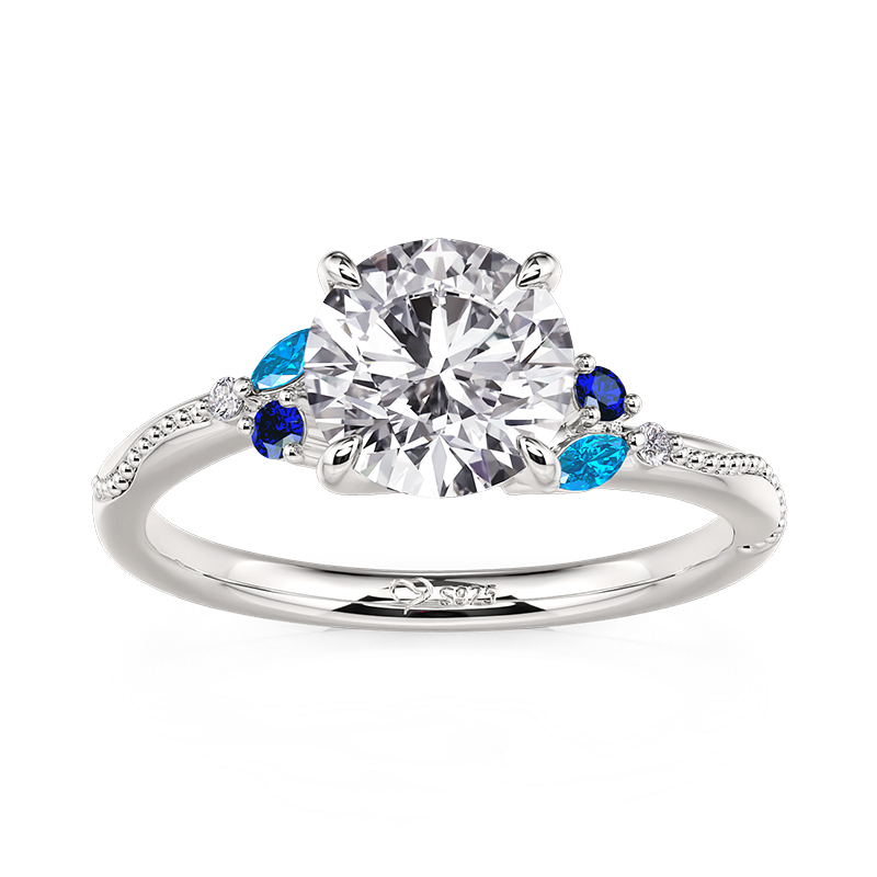 Jeulia Leaves Design Custom Engagement Cluster Ring Milgrain