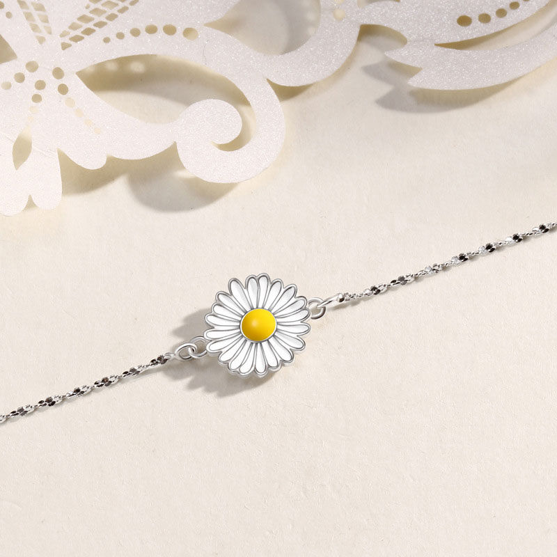 Jeulia Dainty Daisy Flower Sterling Silver Bracelet