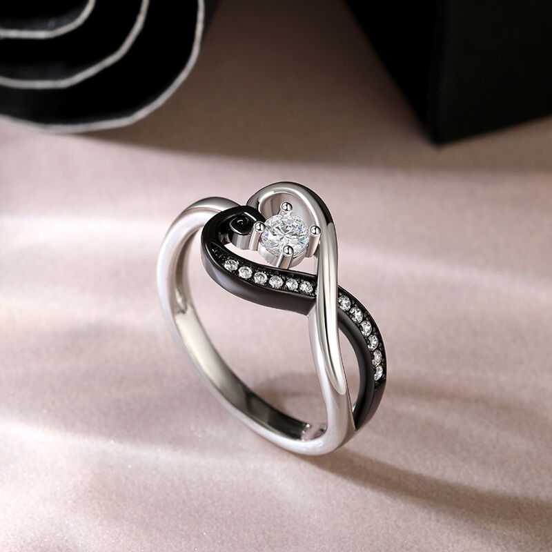 Jeulia "Love in the Moonlight" Two Tone Infinity Love Sterling Silver Ring