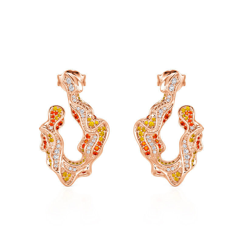 Jeulia x Leyla "Sunset Desert" Roze Gouden Onregelmatige Druppel Oorbellen in Sterling Zilver