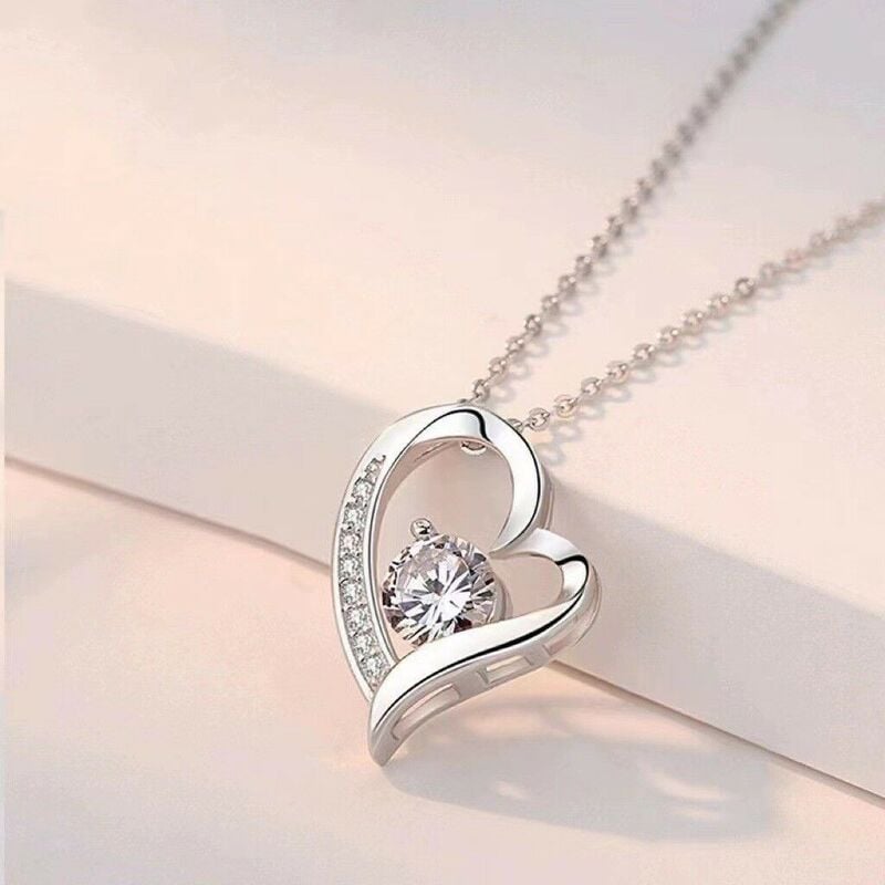 Jeulia Classic Heart Necklace Sterling Silver