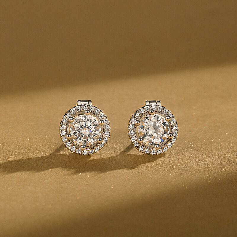 Jeulia Custom Dual Wear Round Cut Halo Earrings Sterling Silver