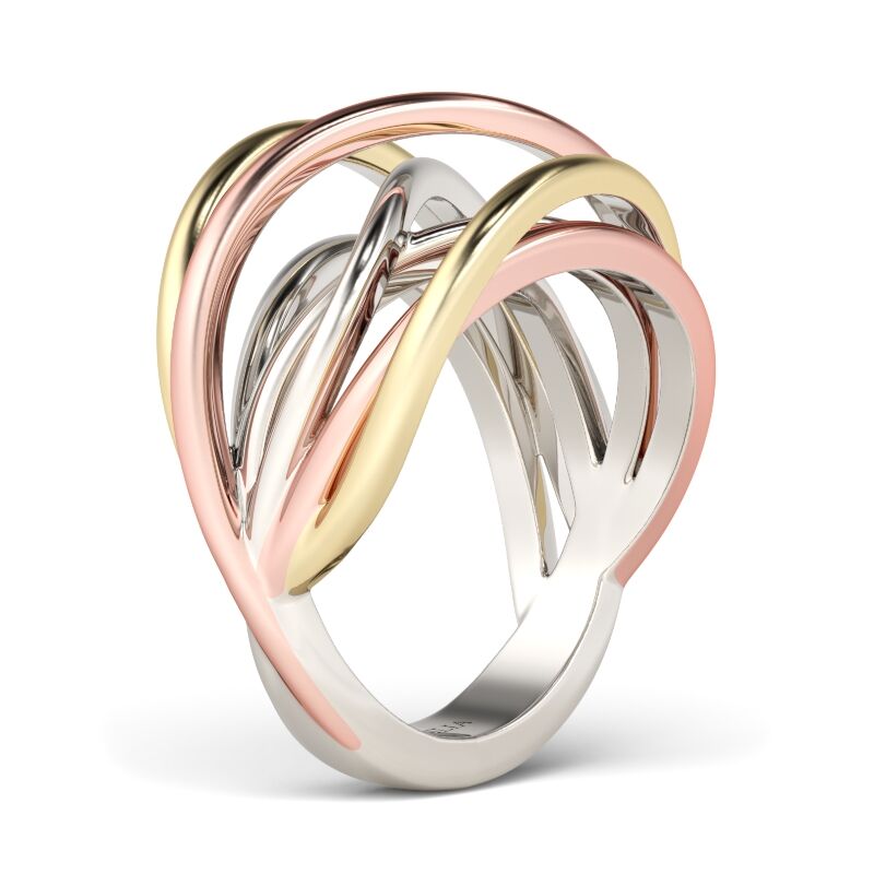 Jeulia Tri-Tone Intertwined Sterling Silver Ring