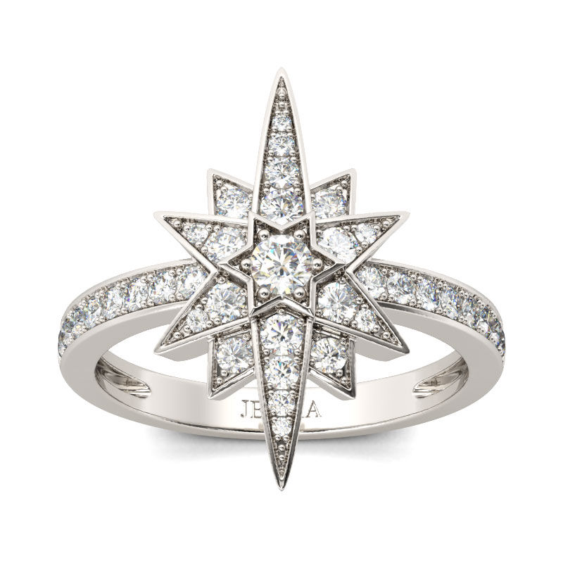 جوليا خاتم بقطع دائري من الفضة الإسترليني تصميم النجمة