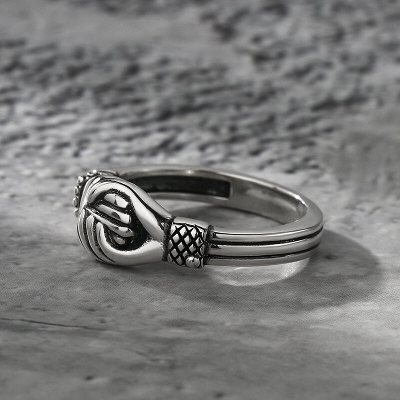 Jeulia Shakehands Gesture Sterling Silver Ring