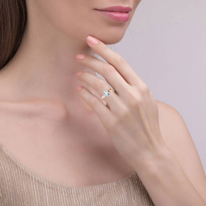 Jeulia Hug Me "My Playmate" Pterodactyl Round Cut Sterling Silver Ring