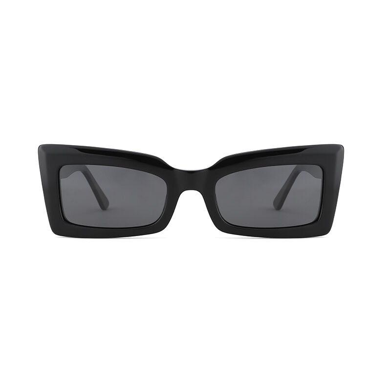Jeulia "Quick Flash" Rectangle Black Polarized Women's Sunglasses