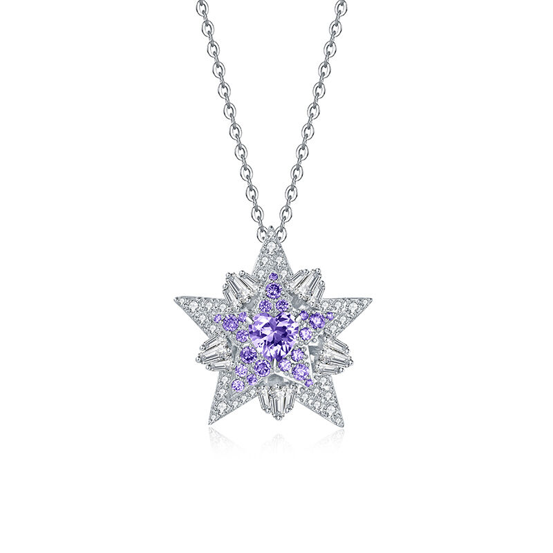 Jeulia "Double Star" Personalisierte Sterling Silber Halskette
