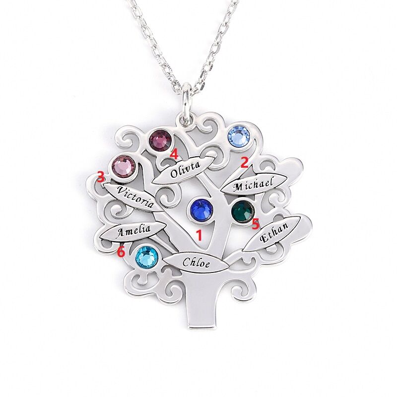 Jeulia Family Tree Sterling Silver  Personalized Necklace
