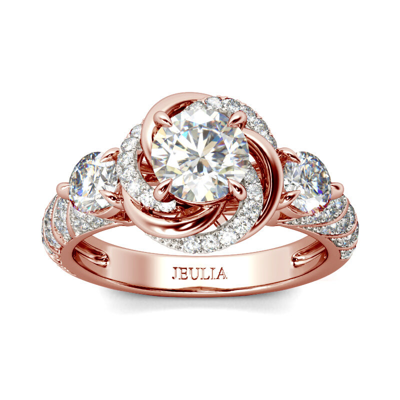 Jeulia Twist Halo Round Cut Sterling Silver Jewelry Set