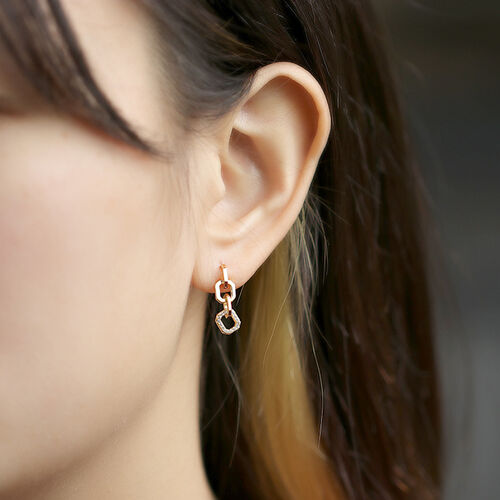 Jeulia Chain Design Sterling Silver Drop Earrings
