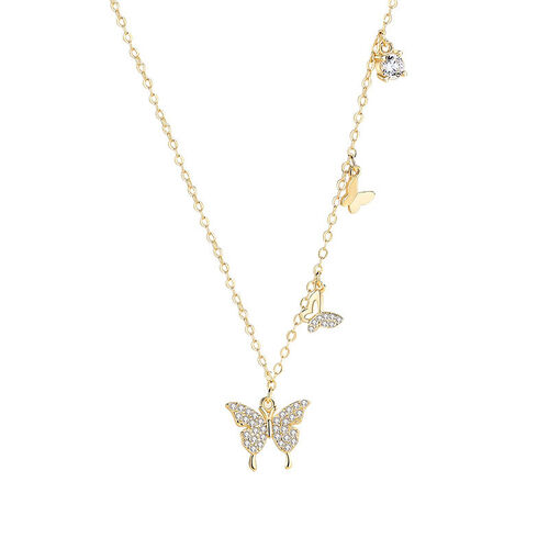 Jeulia Butterfly Sterling Silver Necklace