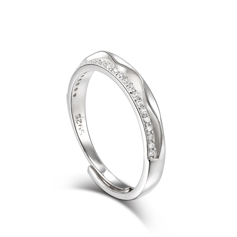 Jeulia "The Exclusive Mark of Love" Adjustable Sterling Silver Women's Band
