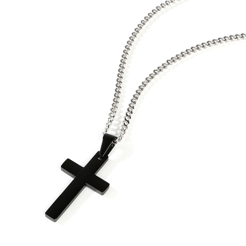 Jeulia Collar religioso de acero inoxidable con cruz para hombre