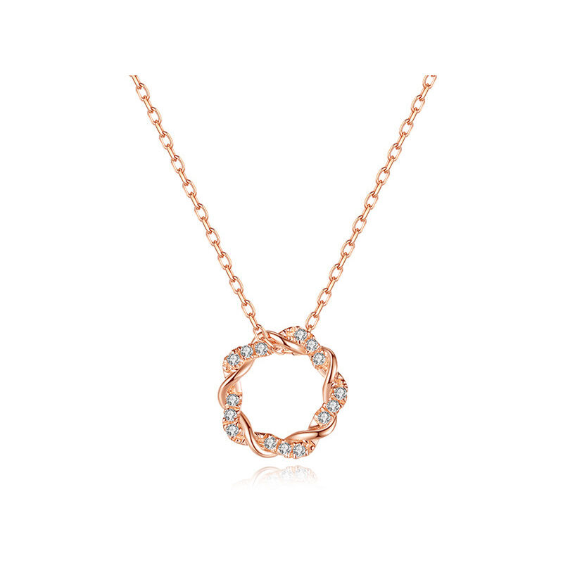 Jeulia Twist Circle Sterling Silver Necklace