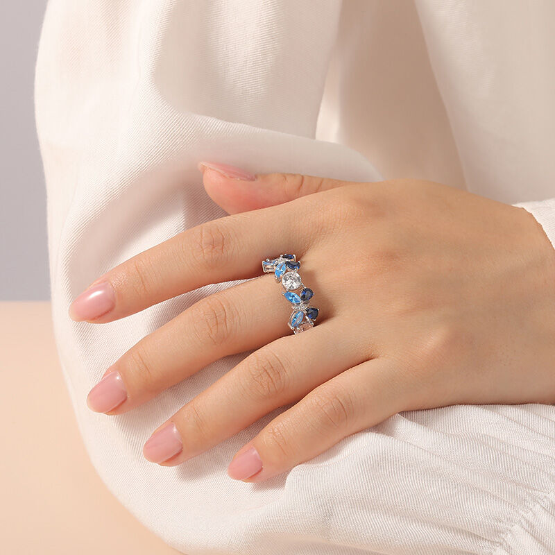 Jeulia "Stilly Beauty" Blue Butterfly Ring Sterling Silver