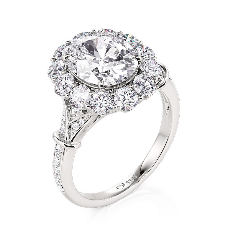 Jeulia Classic Halo Oval Bouquet Engagement Eternity Ring