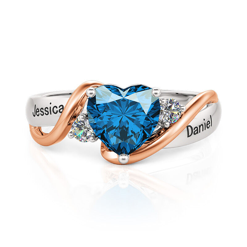 Jeulia Amore Love Custom Heart Promise Ring with Birthstone and Engraved