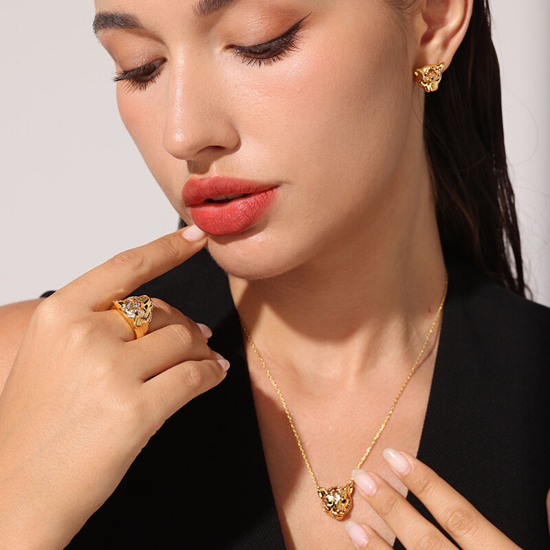 Jeulia Anello Particolare con Tigre in Argento Sterling