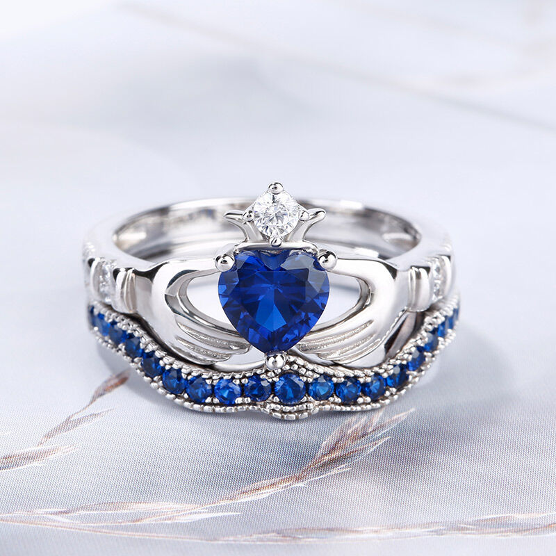 Jeulia Claddagh Heart Cut Sterling Silver Ring