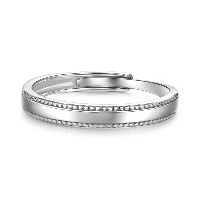 Jeulia Simple Beaded Edge Adjustable Ring for Men