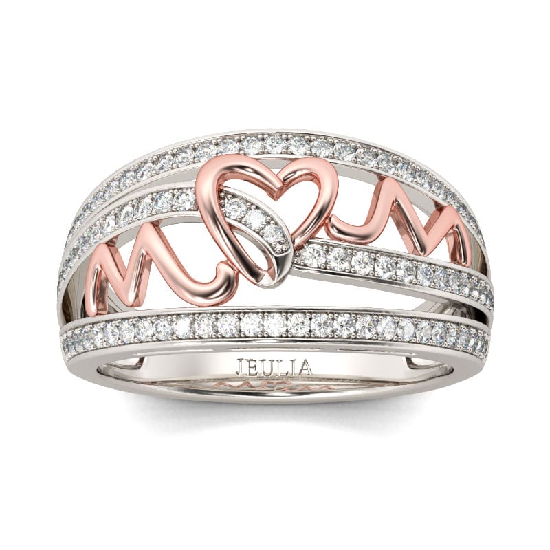 Jeulia Mom's Heartbeat Sterling Silver Band
